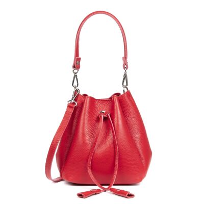 Idea Woman handbag. Dollaro genuine leather. - Red