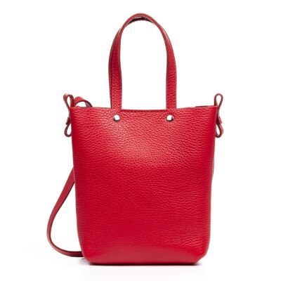 Italia Women's Shoulder Bag. Genuine Leather Dollaro - Red