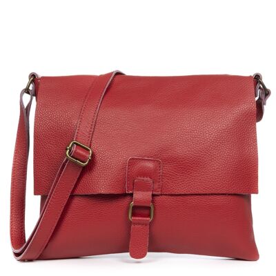 Abbadia Women's Satchel Bag. Dollaro Genuine Leather - Red