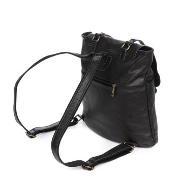 Sac à dos pour femme en cuir véritable Dollaro - Noir 8