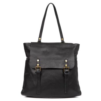 Sac à dos pour femme en cuir véritable Dollaro - Noir 1