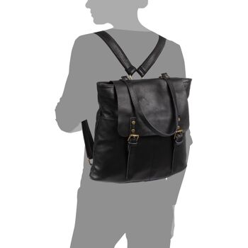 Sac à dos pour femme en cuir véritable Dollaro - Noir 4