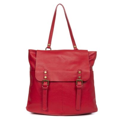 Women's backpack bag. Dollaro genuine leather - Red