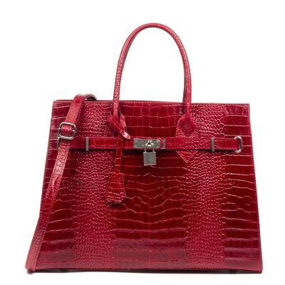 Abetone Women's tote bag. Crocodile embossed genuine leather.