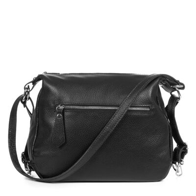 Abruzzi Women's Shoulder Bag. Genuine Leather Dollaro - Black