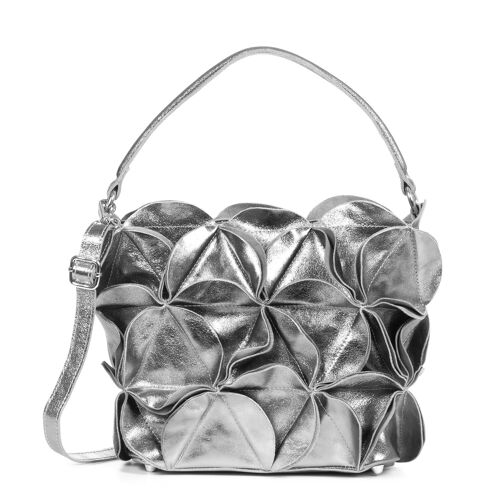 Accadia Bolso tote Mujer.Piel auténtica Gamuza Lacada - Plata