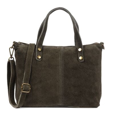 Acciano Women's Shoulder Bag. Genuine Suede Leather - Military Green