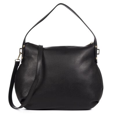 Acerenza Women's Shoulder Bag. Dollaro Genuine Leather - Black
