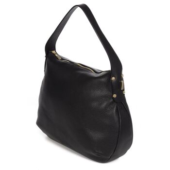 Sac à bandoulière Acerenza pour femmes en cuir véritable Dollaro - Noir 3