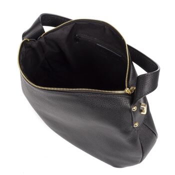 Sac à bandoulière Acerenza pour femmes en cuir véritable Dollaro - Noir 5