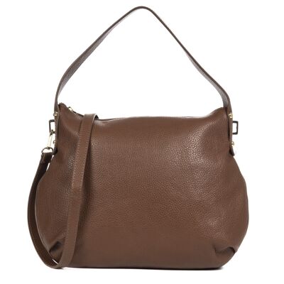 Acerenza Women's Shoulder Bag. Dollaro Genuine Leather - Brown