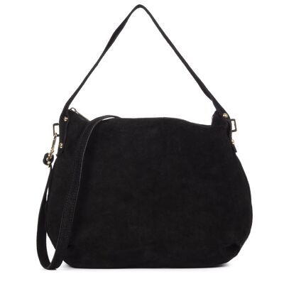 Acerenza Bolso de hombro Mujer.Piel auténtica Gamuza - Negro