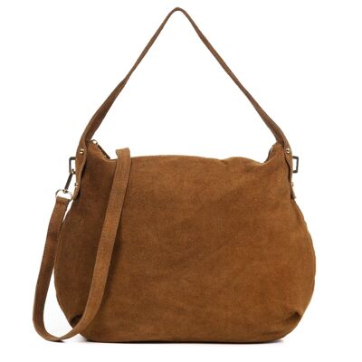 Acerenza Women's Shoulder Bag. Genuine Leather Suede - Leather