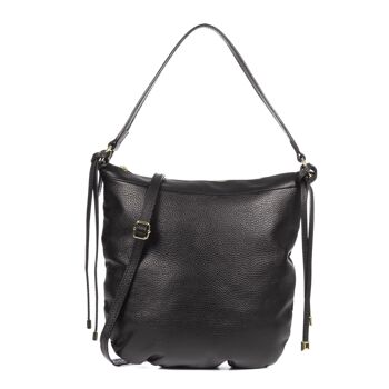 Acquacanina Sac à Bandoulière pour Femme Dollaro Cuir Véritable - Noir 6