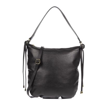 Acquacanina Women's Shoulder Bag. Dollaro Genuine Leather - Black