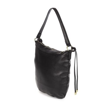 Acquacanina Sac à Bandoulière pour Femme Dollaro Cuir Véritable - Noir 3