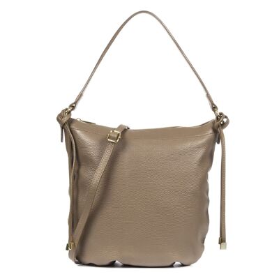 Acquacanina Women's Shoulder Bag. Dollaro Genuine Leather - Taupe