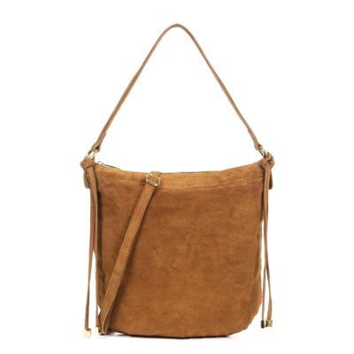 Acquacanina Women's Shoulder Bag. Genuine Leather Suede - Leather