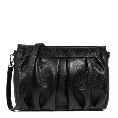 Sac à bandoulière Acquarica Dollaro en cuir véritable - Noir