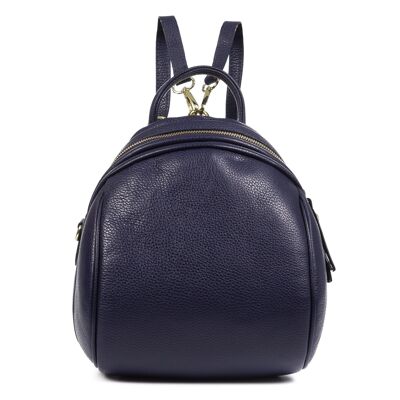 Acquaro Dollaro Genuine Leather Backpack Bag - Navy Blue
