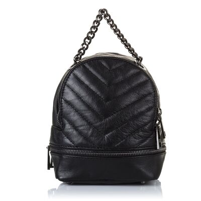 Affile Women's backpack bag. Sauvage Genuine Leather - Black