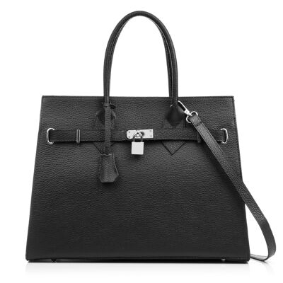 Agira Women's tote bag. Genuine leather Dollaro - Black