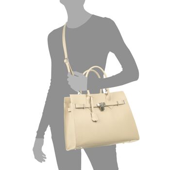 Sac fourre-tout Agira pour femme. Cuir véritable Dollaro - Beige 9