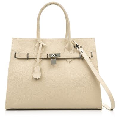 Agira Women's tote bag. Dollaro Genuine Leather - Beige