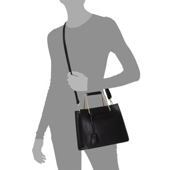 Sac fourre-tout Agliano pour femme. Ruga Cuir Véritable - Noir 9