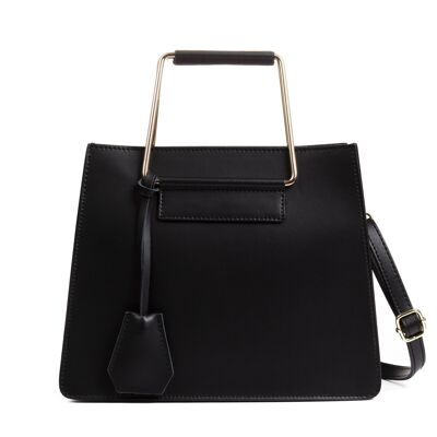 Agliano Bolso tote Mujer. Piel auténtica Ruga - Negro