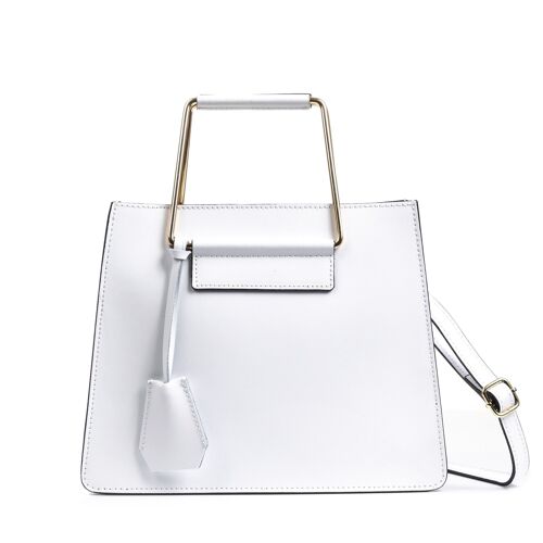 Agliano Bolso tote Mujer. Piel auténtica Ruga - Blanco