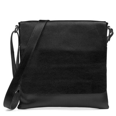 Agnadello Women's Messenger Bag. Dollaro genuine leather. - Black