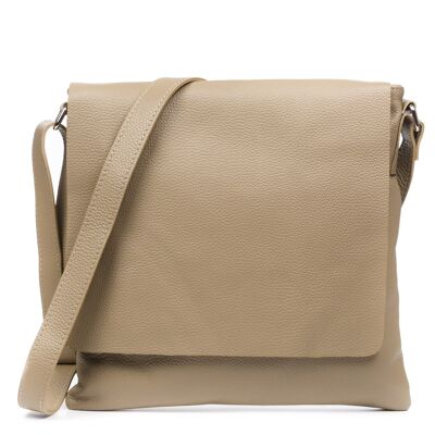 Agnadello Women's Messenger Bag. Dollaro genuine leather. - Taupe