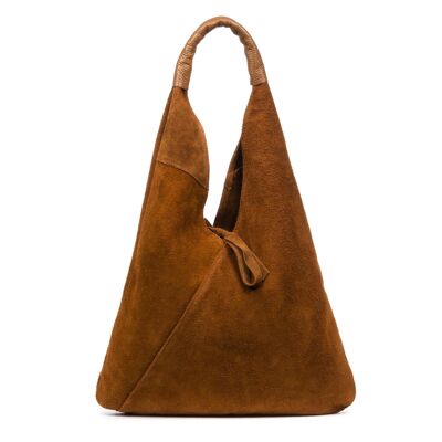 Sac shopping pour femme Agnana. Cuir véritable Suede et Dollaro. - Cuir