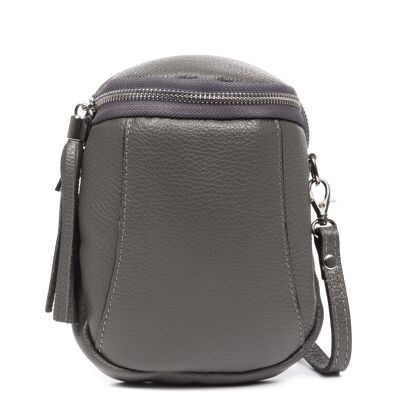 Sac à bandoulière pour femme Agugliano. Cuir véritable Dollaro. - Gris foncé