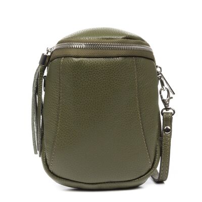 Agugliano women's shoulder bag. Dollaro genuine leather. - Olive green