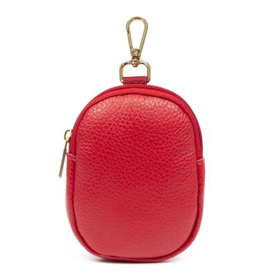 Agugliaro small hanging purse for bags. Dollaro genuine leather. - Red