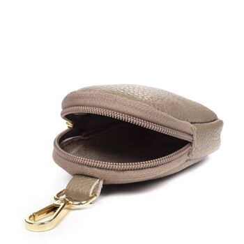 Petit porte-monnaie suspendu Agugliaro pour sacs. Cuir véritable Dollaro. - Taupe foncé 5