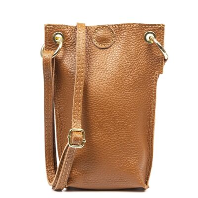 Aidone Women's shoulder bag. Genuine leather dollaro finish. - Leather