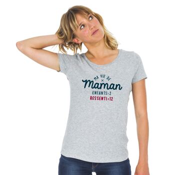 Tshirt gris chiné ma vie de maman : enfants 2 ressenti 12