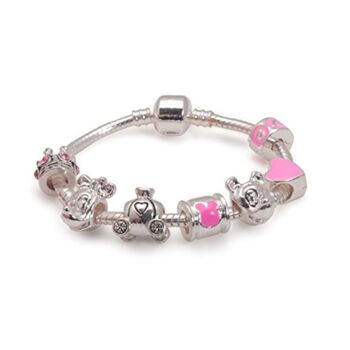 Bracelet Enfant 'Fairytale Dreams' Plaqué Argent Perle Charme 15cm