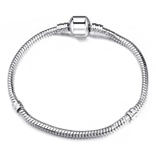 Silver Plated Snap Clasp Bracelet For Slide On/Off Charms and Beads