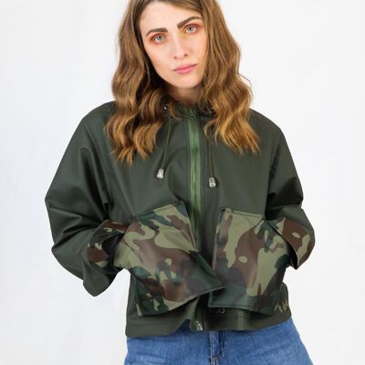 Cropped Raincoat - Verde/mimetico