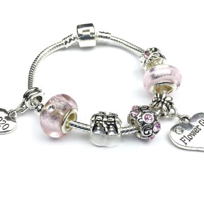 Bracelet de perles de charme plaqué argent pour fille de fleur rose bonbon 2021 pour enfants