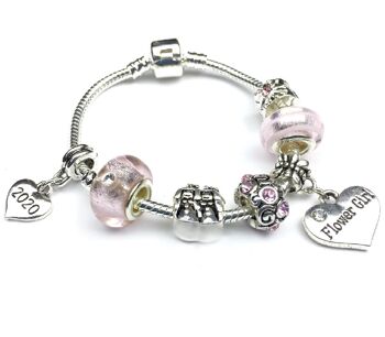 Bracelet de perles de charme plaqué argent pour fille de fleur rose bonbon 2021 pour enfants