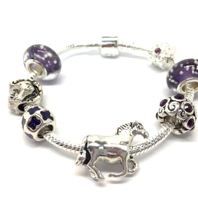 Versilbertes Charm Bead Armband für Kinder 'Horse Lovers Dream' für Kinder