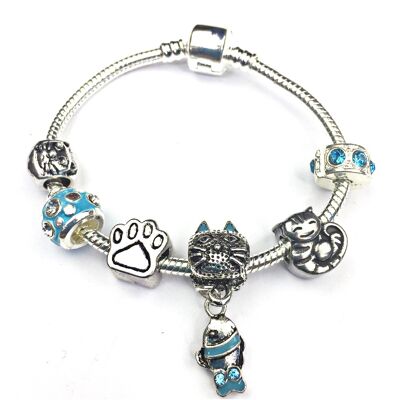 Children's 'Cool for Cats' Silver Plated Charm Bead Bracelet 15cm