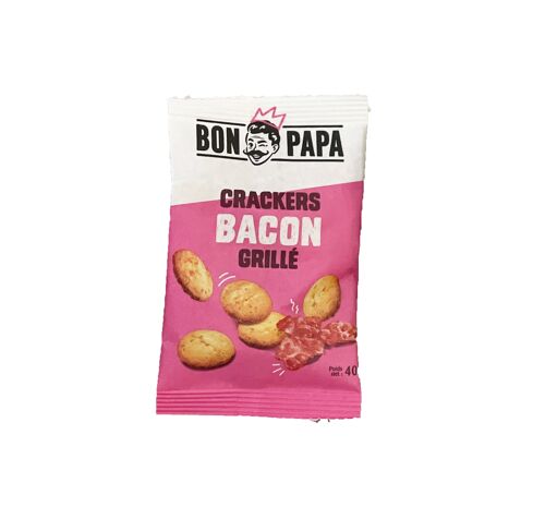 Crackers saveur bacon grillé BON PAPA 40gr x50 pcs