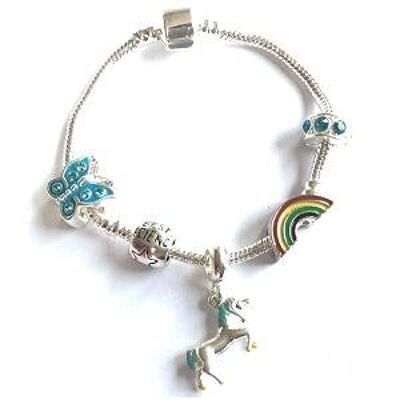 Beste Freundin des Kindes 'Magical Unicorn' Versilbertes Bettelarmband mit Charm