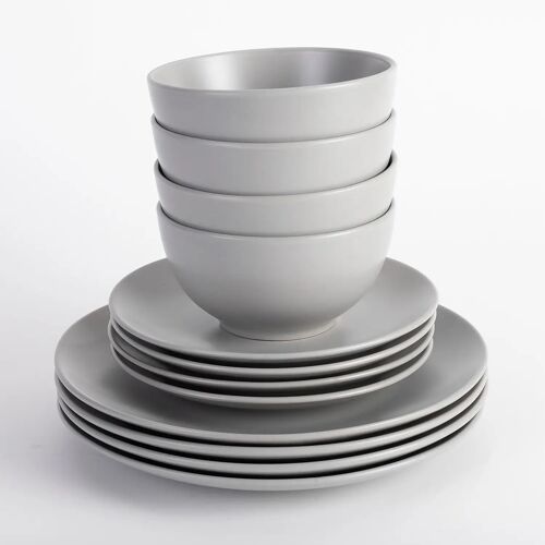 Prep & Cook 12 Piece Dinnerware Set - Stoneware Grey